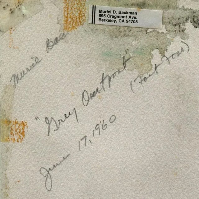 Paper 'Grey Outpost, Fort Ross, California' by Muriel Backman, 1960; Bay Area Woman Artist, Historic Park For Sale - Image 7 of 8