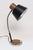 1970s Vintage Faux Wood and Black Metal Adjustable Gooseneck Task / Desk / Table Lamp For Sale - Image 5 of 18