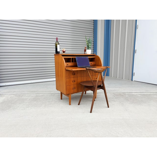 Wood 1960s Danish Modern Teak Secretary Desk by Egon Ostergaard For Sale - Image 7 of 11