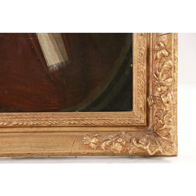 18th Century British School Tondo Portrait of a Gentleman in Carved Giltwood Frame For Sale In South Bend - Image 6 of 7