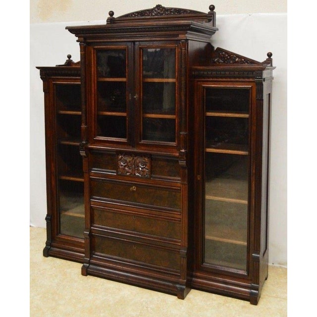 Antique Victorian Walnut Bookcase W. Desk Chairish