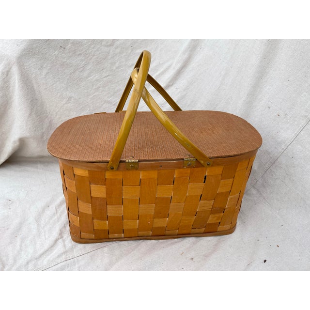 1970s Large Woven Shaker Style Picnic Basket Chairish