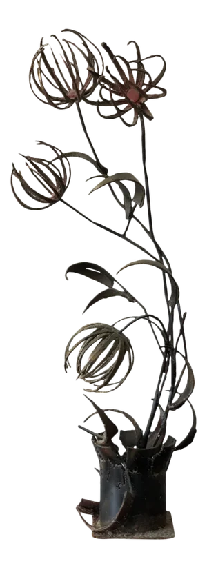 1960s Brutalist Paul Evans Style Flowers Sculpture