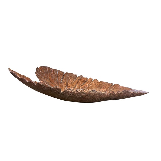 Oversized Hand-Cast Concrete Elephant Ear Leaf Garden Bowl, Birdbath or Centerpiece For Sale - Image 4 of 7