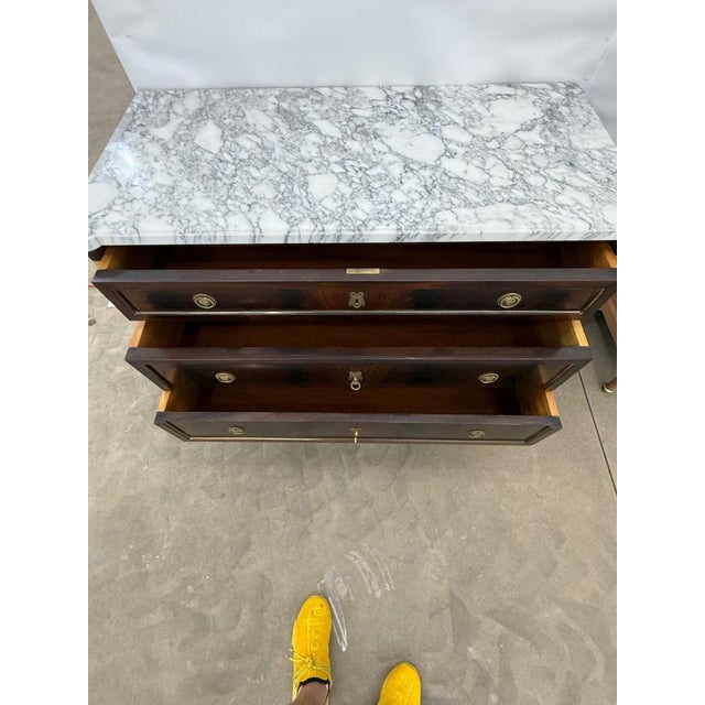 19th Century French Louis XVI Carrara Marble Top Chest of Drawer / Commodes For Sale - Image 10 of 17