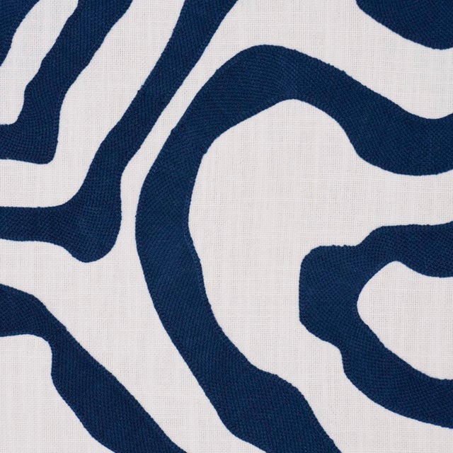 Contemporary SAMPLE - Schumacher Defeo Embroidery Fabric In Indigo For Sale - Image 3 of 4