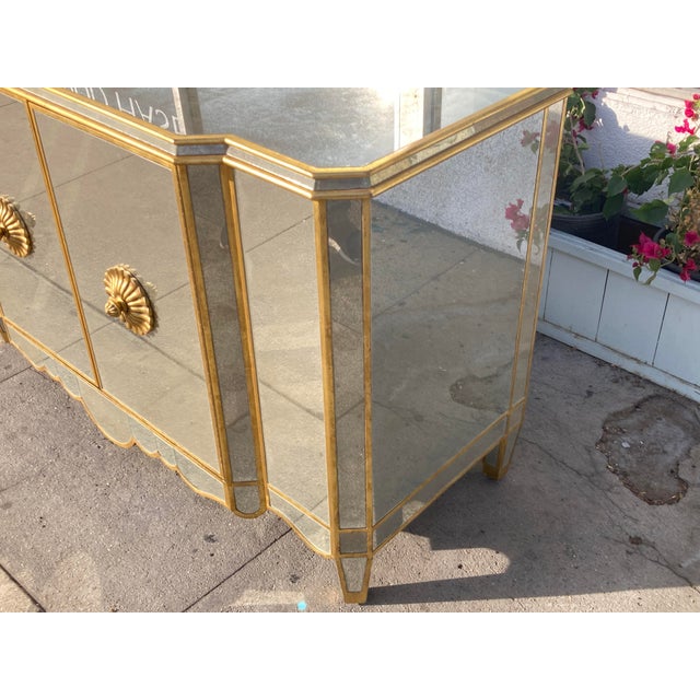 Hollywood Regency Michael Taylor Hollywood Regency Regina Antique Mirror and Gilt Sideboard For Sale - Image 3 of 13