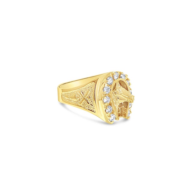 Contemporary Diamond Horseshoe with Horse Head Ring 14k Yellow Gold, Size 8 For Sale - Image 3 of 3
