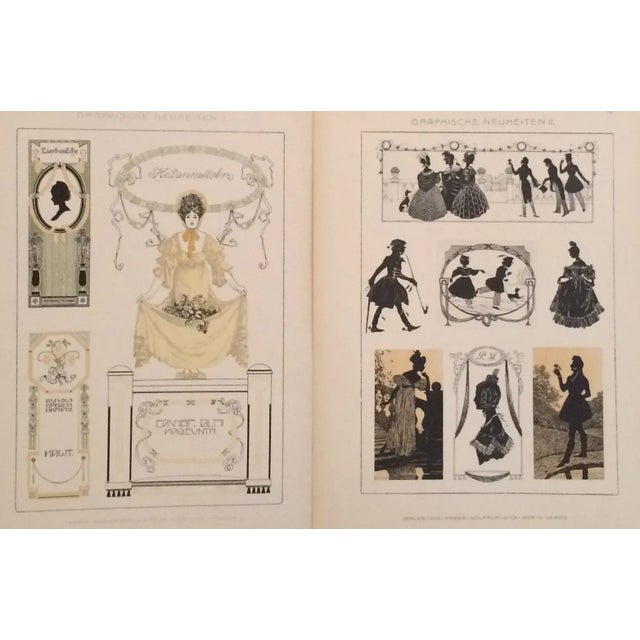 1900 German Decorator Ebony Ladies Prints - Pair For Sale