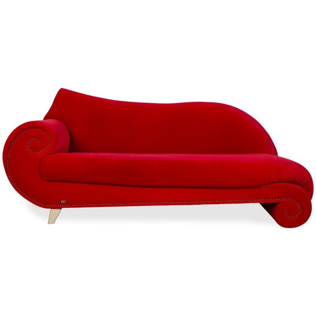 Red Velvet Fabric Three-Seater Sofa from Bretz Gaudi For Sale - Image 13 of 13