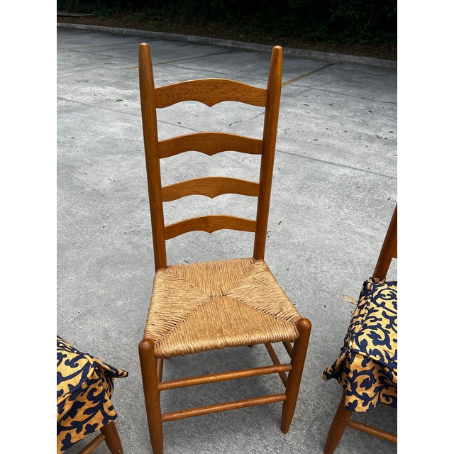 Collection of Vintage Farmhouse Wooden Ladderback Chairs With Custom Cushions For Sale In Atlanta - Image 6 of 10