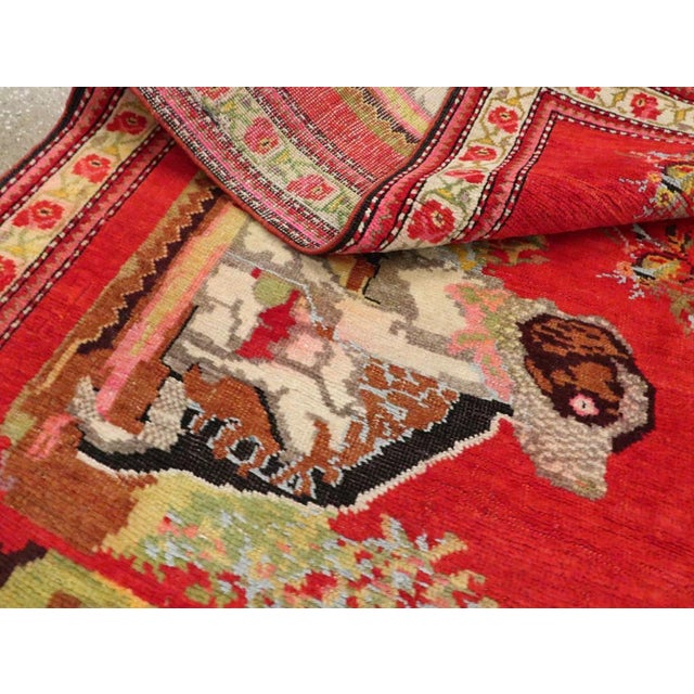 Galerie Shabab Collection Mid-20th Century Handmade Caucasian Karabagh Pictorial Accent Rug For Sale - Image 9 of 9