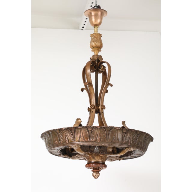 1930's French Bronze Chandelier For Sale - Image 11 of 18