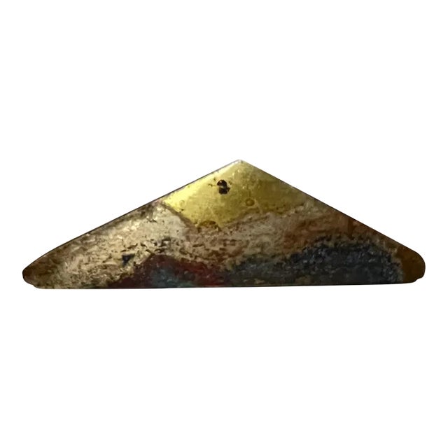 1970s Modernist Brass Triangular Pull Knob Carl Aubock Style For Sale