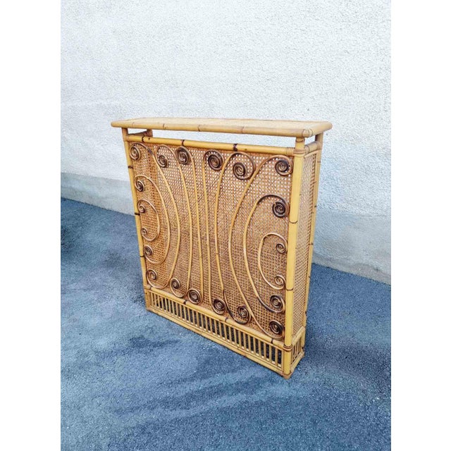 Large Italian Modern Bamboo and Rattan Radiator Cover by Franco Albini, 1960s, in Very Good conditions. Designed 1960 to...