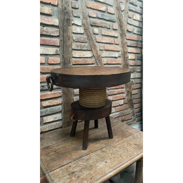 Wood Mid-Century Wood & Rope Oval Gueridon Audoux Minet, Circa 1960 For Sale - Image 7 of 12