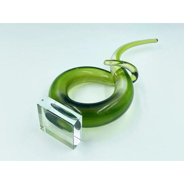 Italian Abstract Green Murano Glass Twist Sculpture, 1960s For Sale - Image 4 of 9
