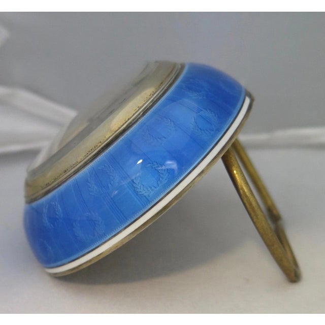 Art Deco 1920s Art Deco Period Continental Enamel over Sterling Silver Desk Clock For Sale - Image 3 of 6