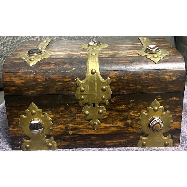Beautiful 19th-century Victorian domed stationery/letter box crafted from exotic coromandel (or calamander) wood and...