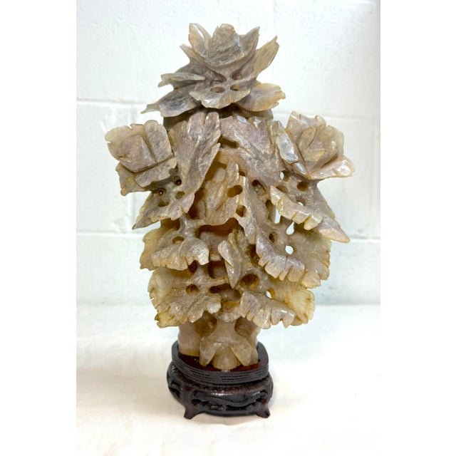 Up for sale is a large antique Chinese lidded urn sculpture made of carved amethyst/smokey quartz crystal. The sculpture...