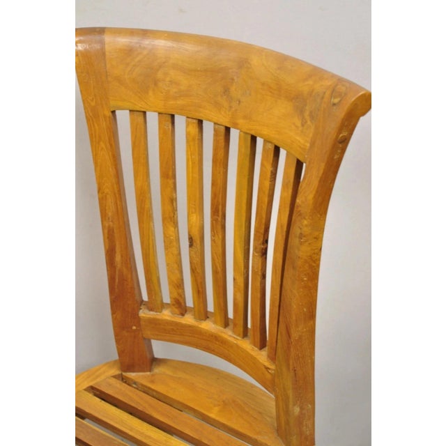 Vintage Colonial Campaign Style Teak Wood Flip Top Writing Desk With Side Chair For Sale - Image 11 of 12
