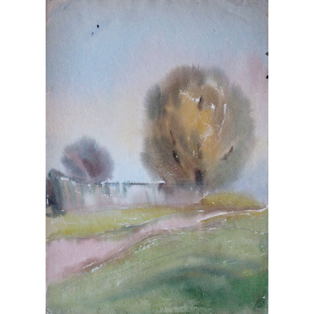 Modern Dzidra Ezergaile, Landscape, Watercolor, 1970s For Sale - Image 3 of 3