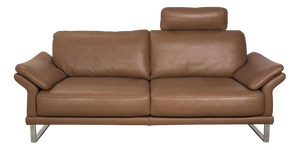 Brown Taupe Leather Three-Seater Sofa with Manual Function from Willi Schillig