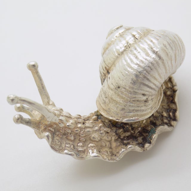 Vintage Italian Handmade Genuine Silver Life Size Snail Solid Figurine, Made in Vicenza (Vi, Italy) For Sale - Image 4 of 11