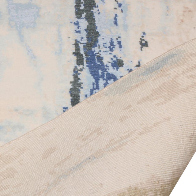 2010s Rug & Kilim's Modern Abstract Rug With Beige and Blue Distressed Pattern For Sale - Image 5 of 5