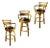 Restored 2-Strand Arch Base Rattan Bar Stools W/ Armrest, Set of 3 For Sale
