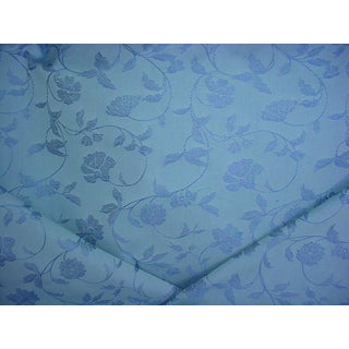 Scalamandre Aqua Blue Floral Stem Damask Upholstery Fabric - 2 Yards For Sale