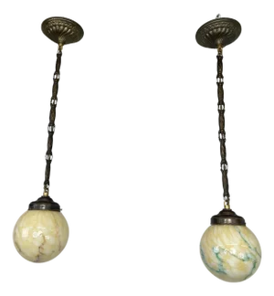 Art Deco Hanging Lamps, 1920s, Set of 2