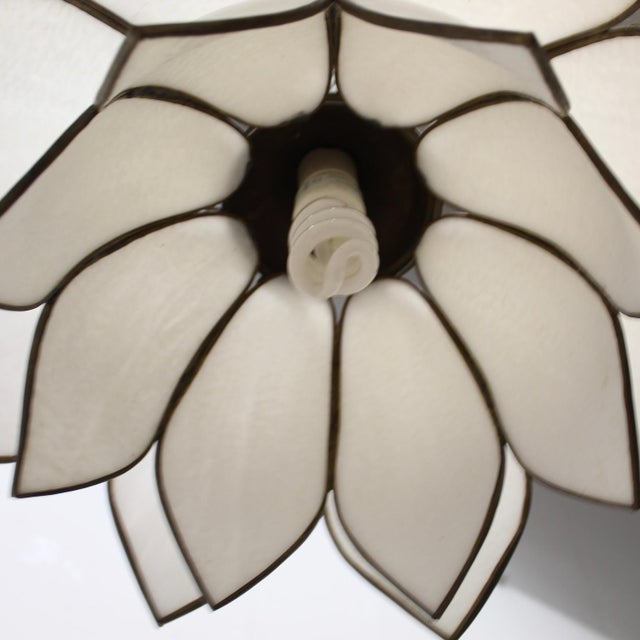 1960s 1960s Mid-Century Modern Glass Lotus Flower Swag Light | White Slag Glass For Sale - Image 5 of 6