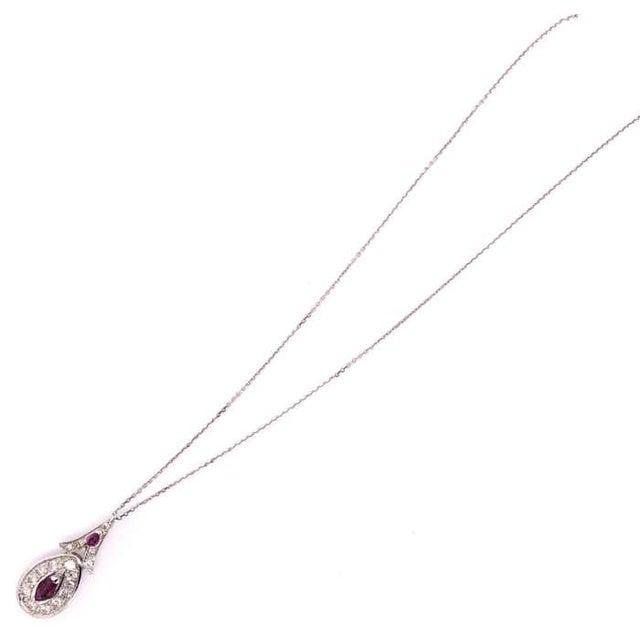 14 Karat White Gold Necklace With Diamond and Ruby Pendant 1.25 TDW For Sale In New York - Image 6 of 7