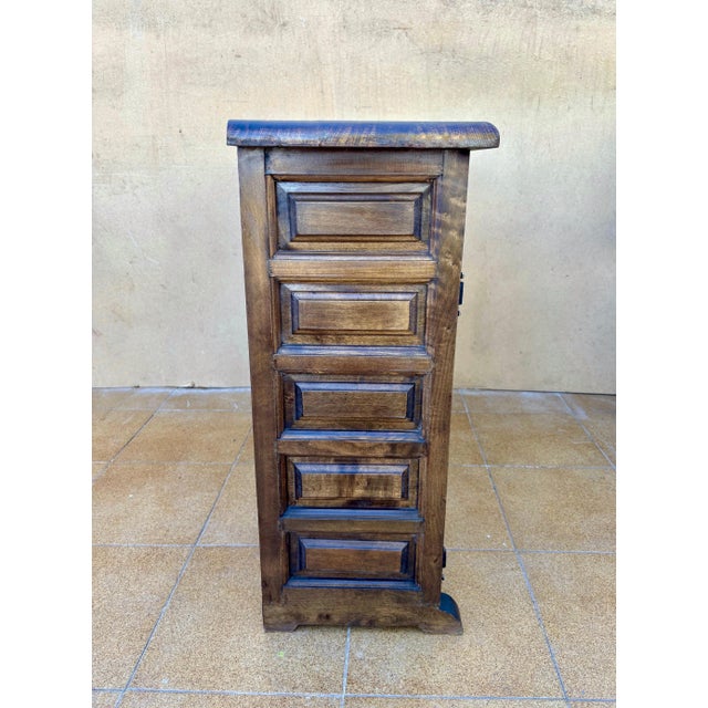 1940s Spanish Revival Carved Wood Cabinet with Iron Hardware, 1940s For Sale - Image 5 of 8
