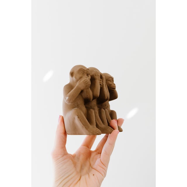 Mid-Century Modern Mid Century Modern 1950s Speak No See No Hear No Evil Matte Ceramic Monkeys Max Heinz Karlsruher Majolika For Sale - Image 3 of 13