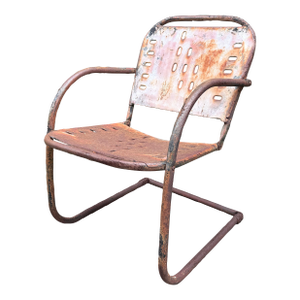 Mid-20th Century Industrial Cantilever Steel Shell Patio Chair