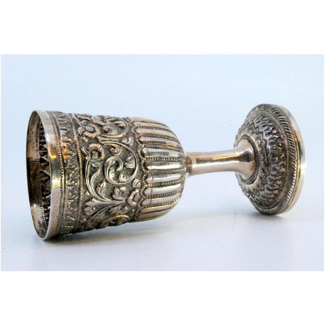 Chalice in Fluted Silver with Raised Floral Motifs Edge For Sale - Image 6 of 9