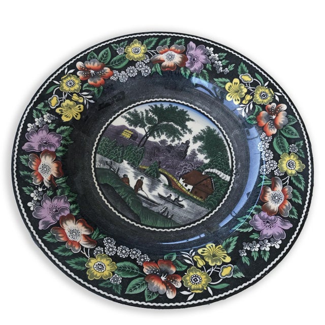 Campaign Late 19th Century Black & White Dutch Platter With Hand Painted Details For Sale - Image 3 of 5