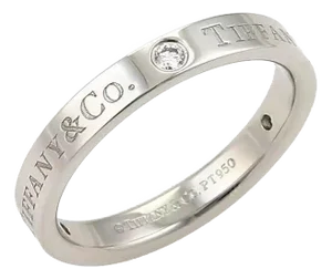 Tiffany & Co. 3 Diamond Platinum Flat Band Ring - Size 6