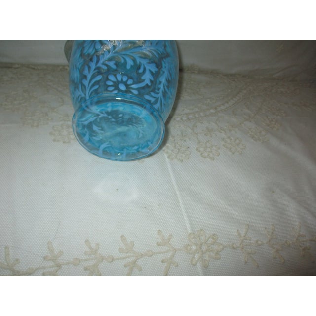 Antique Fenton Daisy and Fern Opalescent Blue Art Glass Pitcher For Sale - Image 10 of 10