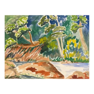 1954 Rowe River Oregon Painting by Matthews For Sale