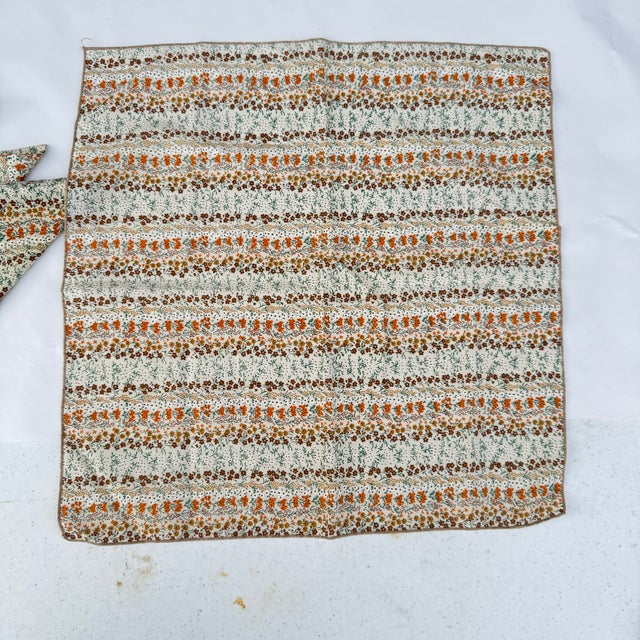1970s 1970s Handmade Calico Print Earth Tone Napkins- Set of 7 For Sale - Image 5 of 8