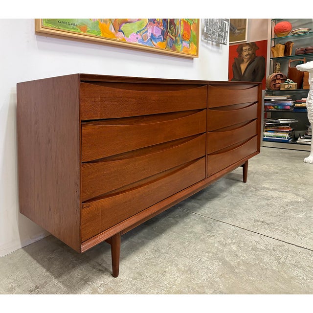 Mid-Century Modern Mid-Century Danish Modern Teak Arne Vodder Sibast Dresser, Refinished For Sale - Image 3 of 9