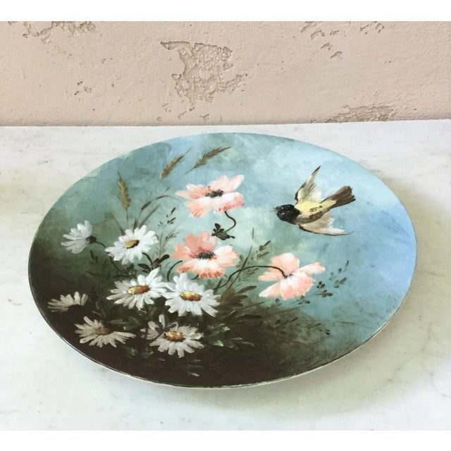 Late 19th Century 19th Century French Majolica Bird & Flowers Platter For Sale - Image 5 of 7
