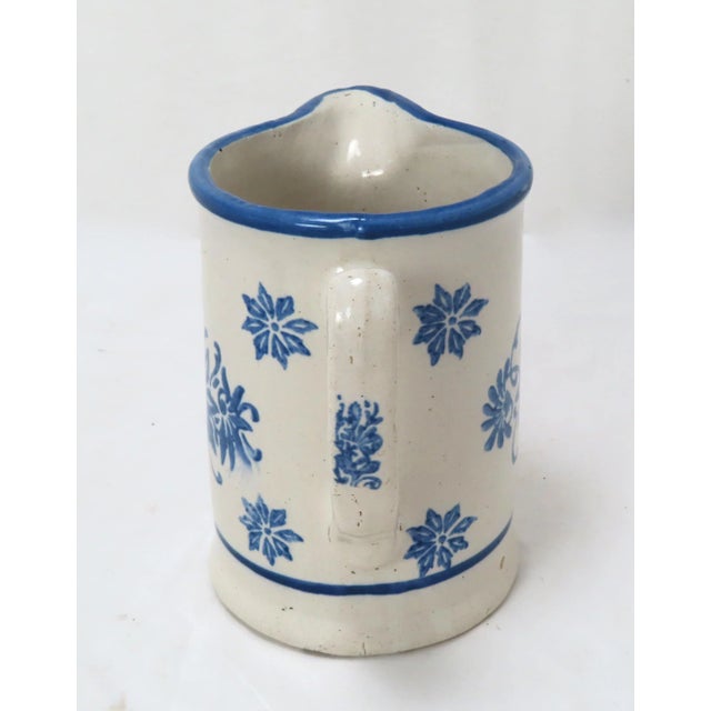 Late 19th Century Antique Late 19th Century American Blue Wildflower Pattern Decorated Stoneware Pitcher For Sale - Image 5 of 13