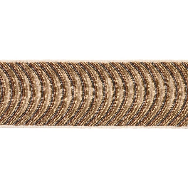 SAMPLE - Schumacher Ziegfeld Hand Beaded Tape Trim In Gilt For Sale