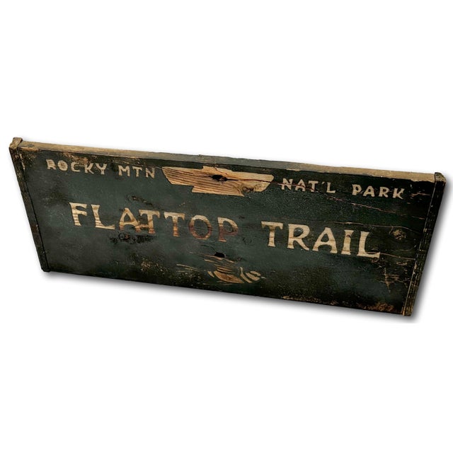 Authentic Old Aged & Weathered Hand Painted Wood Sign From Flattop Trail Rocky Mountian National Park Colorado For Sale - Image 14 of 18