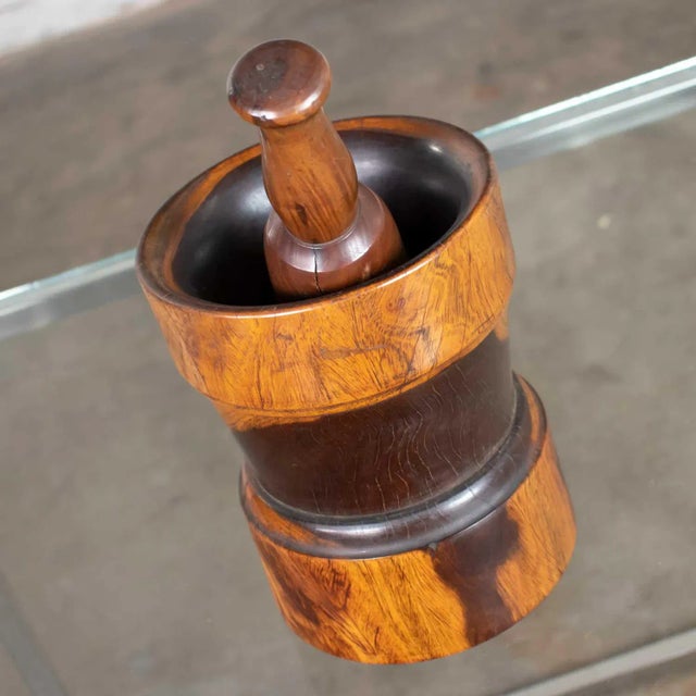 Mid-Century Modern Vintage Mid-Century Modern Mortar and Pestle or Objet d'Art Hand Turned Wood For Sale - Image 3 of 12