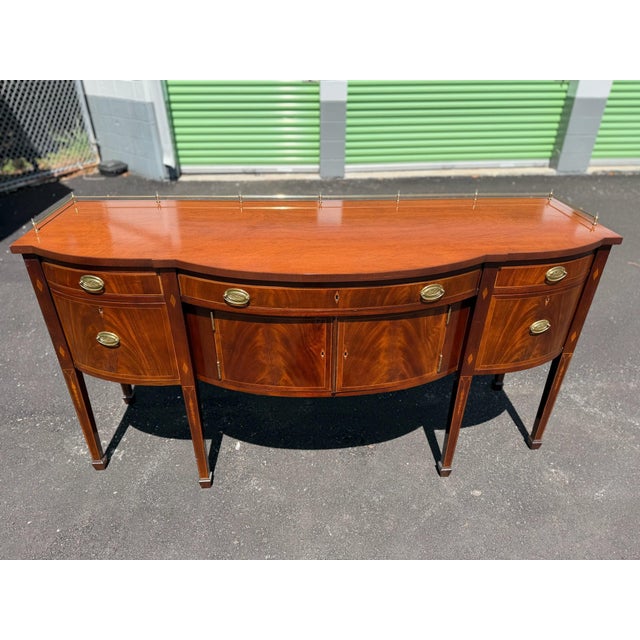 Kindel Furniture 1990S Kindel Hepplewhite Style Mahogany Serpentine Sideboard For Sale - Image 4 of 11